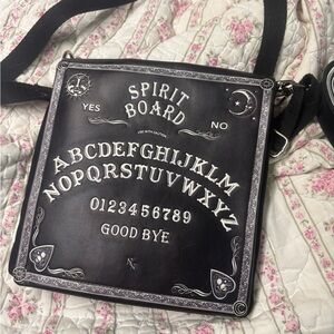Spirit Board Black Crossbody Bag with matching Planchette Wristlet